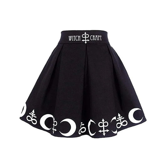 Mini Skirt Women Gothic Punk Witchcraft Moon Skirts Womens Magic Spell Symbols Pleated §ð§ҧܧÑ